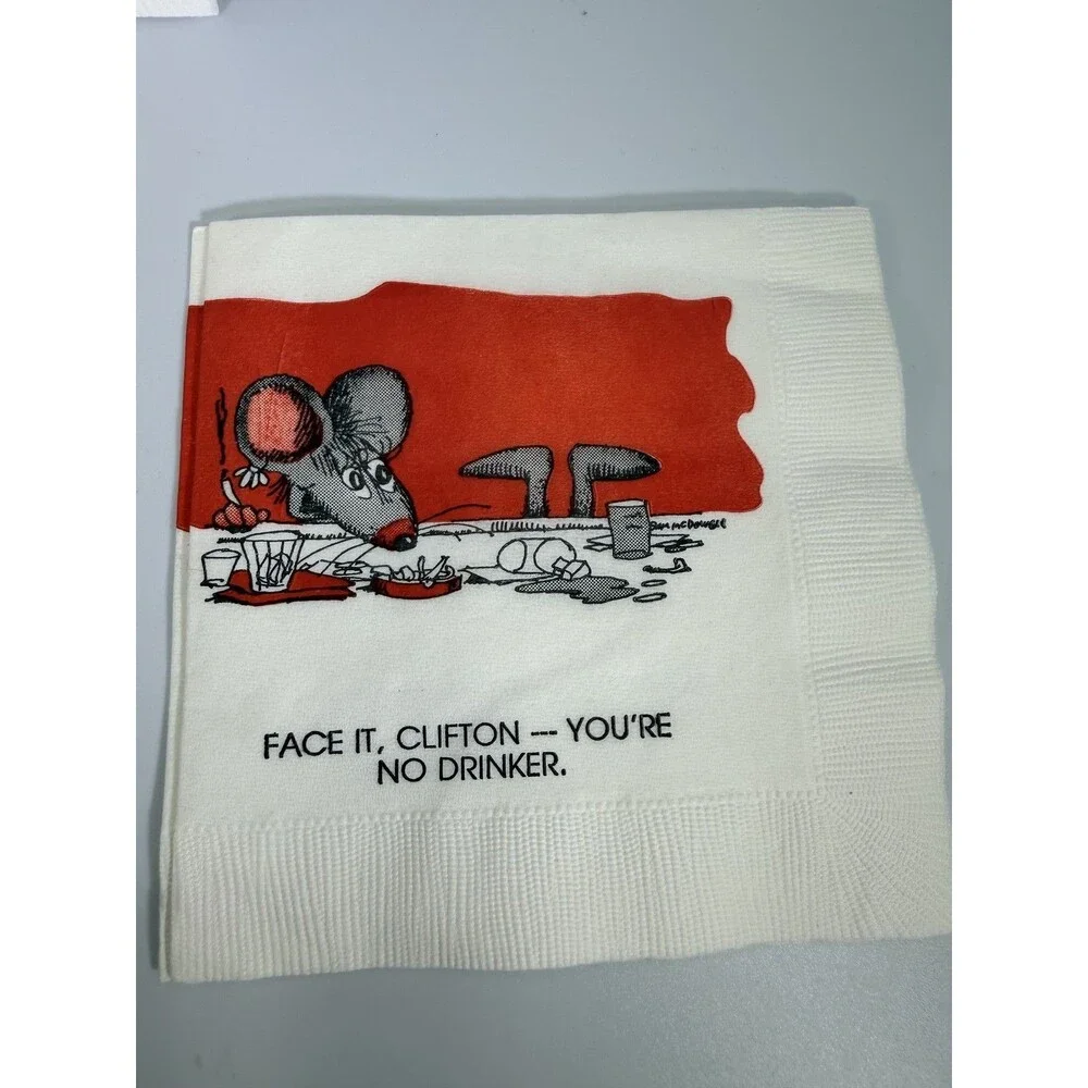 Vintage 1989 Set 16 Sam McDowell Clifton Mouse Funny Cocktail Napkins Contempo